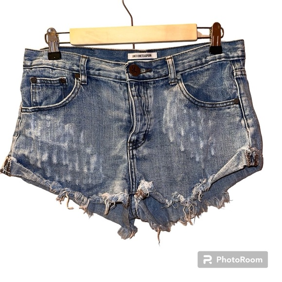 One Teaspoon Pants - One Teaspoon Bandits Low Waist Jean Shorts 28 Distressed Denim Cutoffs Cheeky